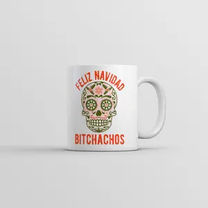 Feliz Navidad Bitchachos Mug Funny Christmas Graphic Coffee Cup - 11oz Funny Coffee Mugs Ceramic Printed Drinkware Cup