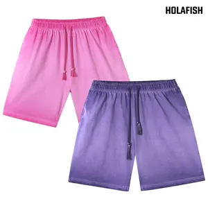 Holafish Women's 1/2Pcs Dirty Washed Shorts Retro Cotton High Quality Gradient Hem Color Elastic Waist Casual Streetwear Summer Bottoms