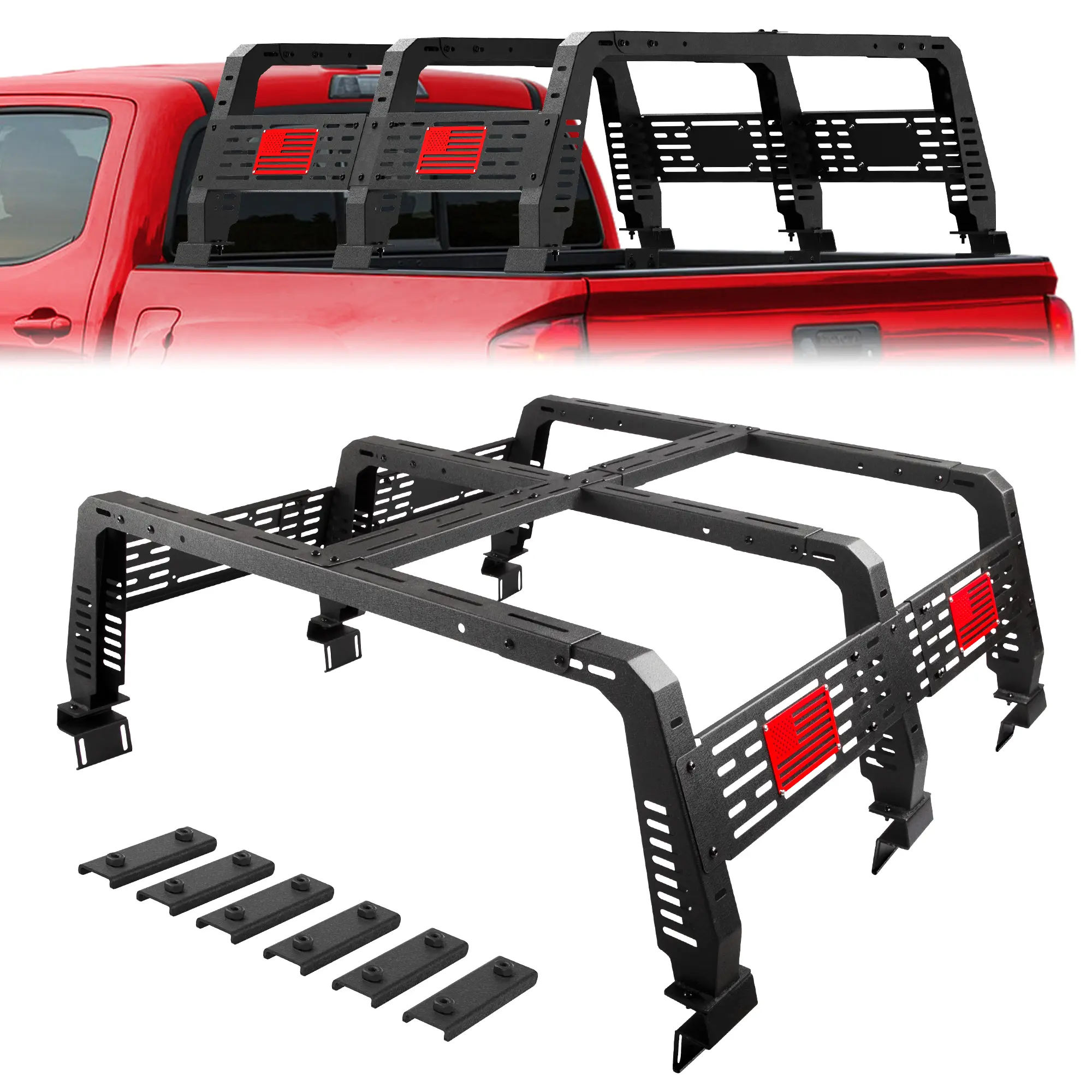 Longsun Truck Bed Rack for for Full-Size Trucks Overland Bed Racks Truck Cargo Carrier Compatible with 2002-2025 Dodge Ram 1500, 2014-2025 Chevy Silverado 1500, 2015-2025 Ford F150, 2007-2015 Toyota Tundra, Bolt-On Rack, High-Strength Steel