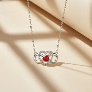 Infinite Heart-Shaped Diamond Necklace Jewelry Niche Design Sense Collarbone Chain Accessory Gift for Girlfriend january  birthstone gift  mom ashes  keepsake wife girlfriend sister valentines gifts for gf