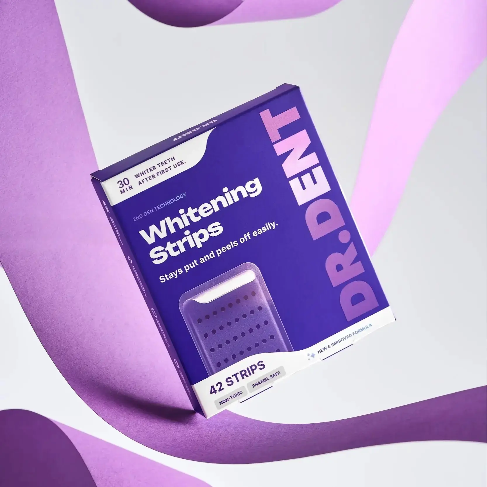 DRDENT Purple Teeth Whitening Strips - 7/21 Whitening Sessions - Non Sensitive Teeth Whitening - Peroxide-Free