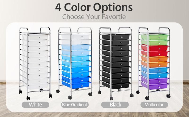 【Heavy Duty】Yaheetech Multiple Drawers Rolling Storage Cart, Multipurpose Organizer Rolling Utility Cart, Easy Assembly Effortless for Mobility Office/Home/School/Beauty Salon Use