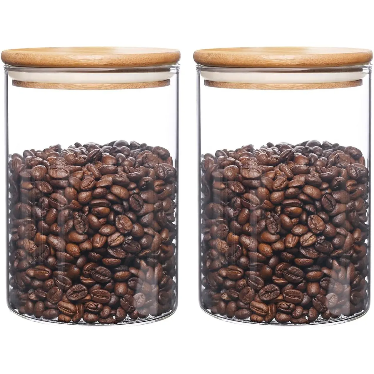Glass Food Storage Containers with Lids, Small Storage Containers 27oz Set of 2, Glass Storage Jars with Airtight Lids for, Flour, Rice, Nuts, Candy, Coffee, Beans
