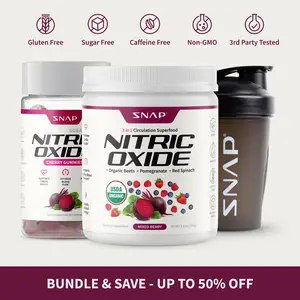 Snap Supplements - Berry Flavor Nitric Oxide Beets + Cherry Flavor Nitric Oxide Gummies + Free Shaker (14oz) - Natural Supplement Bundle