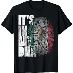 Summer t Shirts [100% Cotton] Stylish Mexico Flag Fingerprint T-Shirt With Bold Its In Mexico Text.