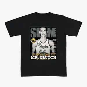 Jerry West SLAM Cover T-Shirt, Vintage Basketball Graphic Tee Featuring Mr Clutch Retro Magazine Style, Legend Fan Streetwear Gift