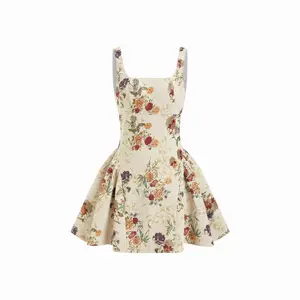 Cider Jacquard Square Neck Floral Short Dresses SwimWeek