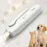 Universal Stainless Steel 2-in-1 Trim & Grind Pet Nail Tool Kit - Rechargeable Low-Noise Electric Claw Care Set for Dogs, 2 LED Lights, LED Vessel Spot, Precise Safe Trimming, Dust Cap, Clean Nail Dust Collection Disposal, White