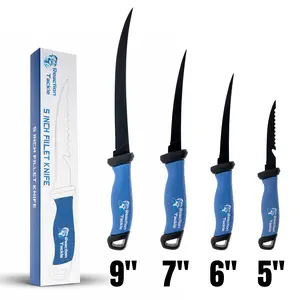 Reaction Tackle Professional Fillet Knife - Stainless Steel Fish Cleaning Knife (5”, 6”, 7”, 9”)