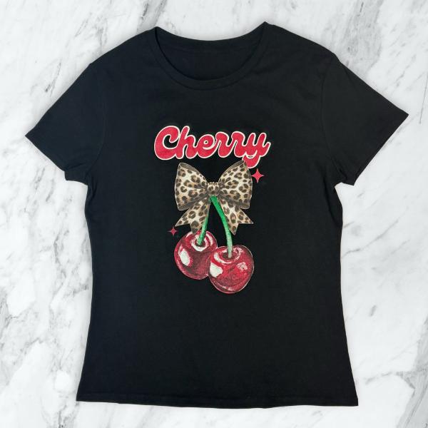 Women's Cherry Cheetah Print Ribbon Shirt - Top for Women - YoYo5 Comfort Cotton