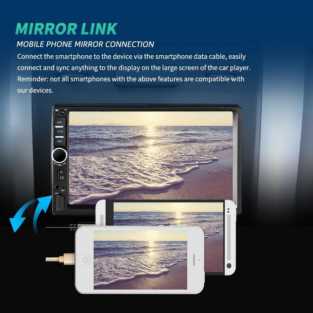 Double Din Car Stereo Car Radio with Bluetooth 7 Inch Touch Screen FM Radio Link USB 2 Din Car Audio Receiver Remote Control Steering Wheel Control Backup Camera