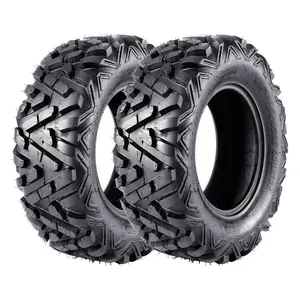ATV/UTV Tires 25 x 8-12, Set of 2 All-Terrain Tires 6PR QD518, Replacement Road Tire for Mud Sand Gravel Trail Riding, Off-Road Vehicles, Tubeless