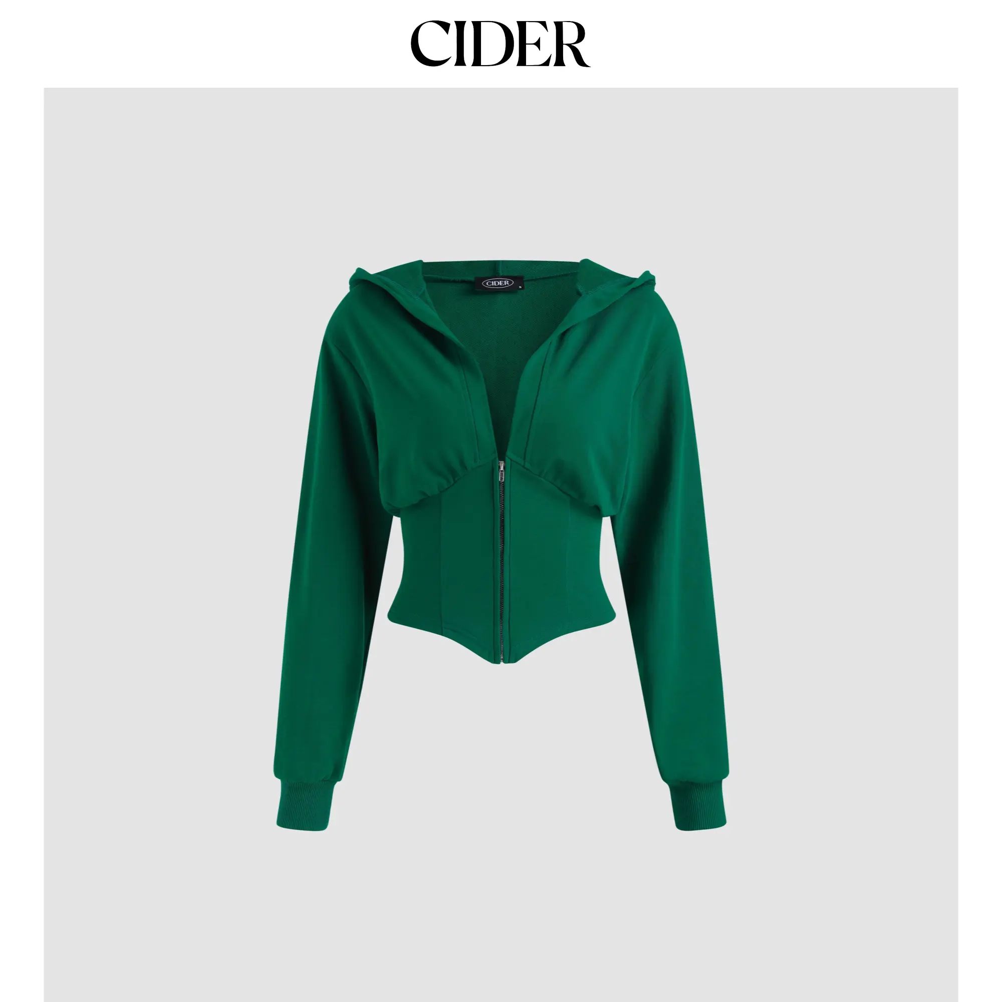 Cider Women's Fitted Corset Hoodie - Casual Solid Long Sleeve Pullover Sweatshirt with Adjustable Drawstring Hood, Basic Casual Wear Tops
