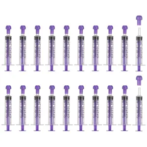 PETAXCELL Feeding Syringes with Cap, Plastic Syringes for Liquid Pet Feeding Measuring Tool No Needle 5ml, (Purple, 20pcs), Intended for Dog / Cat / Rabbits / Small Animal / Scientific Lab
