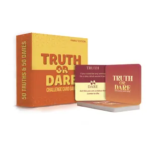 Truth or Dare Challenge Card Game – Super Fun Party Card Games for Party Night, Travel Games, Playing Cards for Kids Games - trivia games for kids and adults - 50 Perfect Gift Card