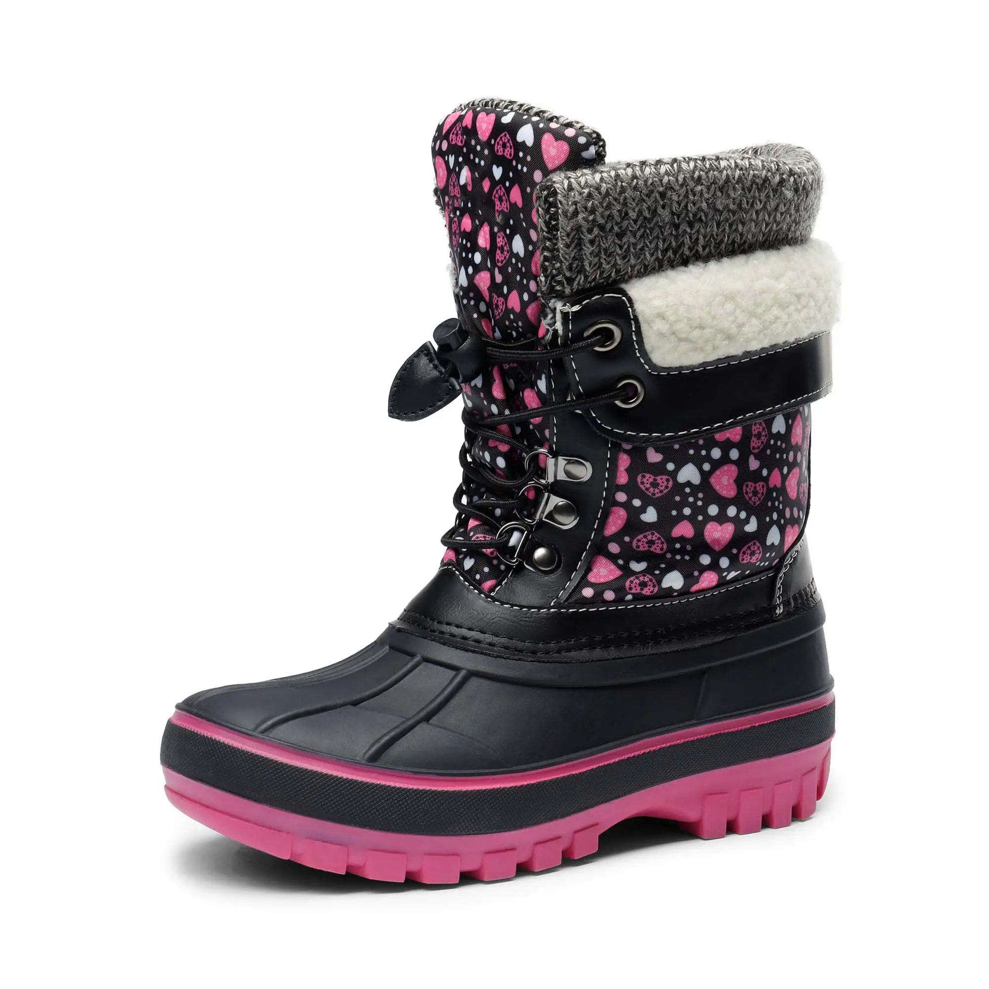 Dream Pairs Children's Waterproof Insulated Lace-Up Snow Boots - Winter Girls' Footwear with High-Quality Outsole, Slip-Resistant Design, Strong Traction, Superior Control, 1 Pair, Size for 10-11 Years