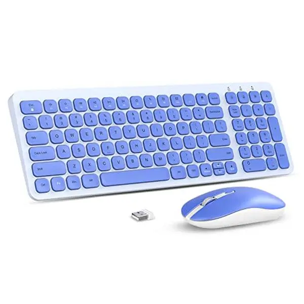 Cimetech Wireless Keyboard and Mouse Combo, Ultra-Thin Full Size Keyboard with 99 Keys, 2.4G Wireless, Less Noise, Ergonomic Design, Silver, for Windows, PC, Laptop