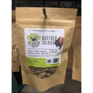 Buffalo Soldier - All Natural "Bison" Dog & Puppy Treats - Disobedient Biscuits 6 oz. Pouch