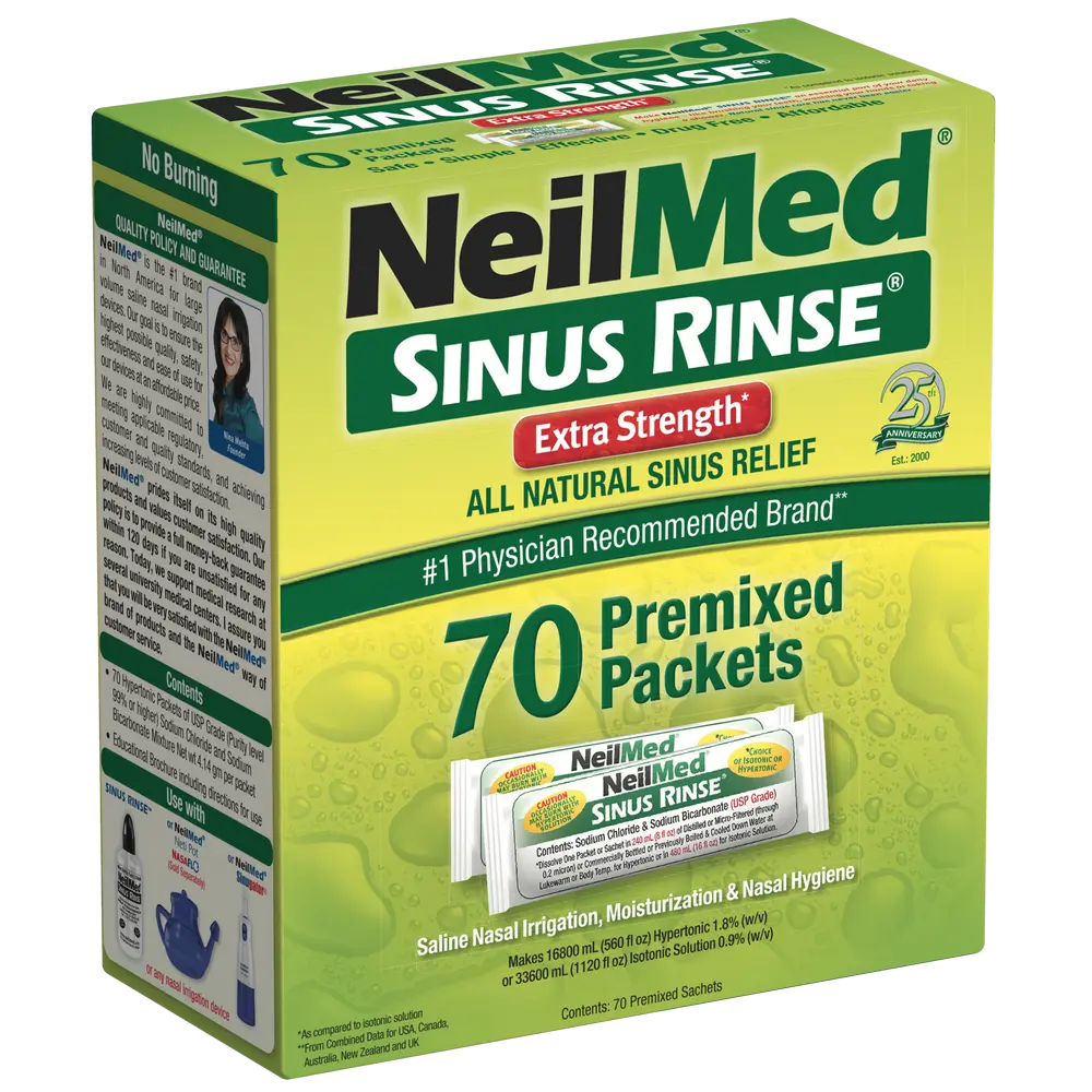 NeilMed Sinus Rinse Extra Strength Hypertonic Packets - All Natural Saline Nasal Wash for Sinus & Allergy Relief, 70 Premixed Packets NeilMed Sinus Rinse Extra Strength Hypertonic Packets - All Natural Saline Nasal Wash for Sinus & Allergy Relief, 70 Premixed Packets