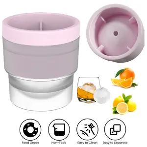 Ice Ball Maker Mold, Round Ice Cube Mold, 2.4 Inch Sphere Ice Cubes for Whiskey, Cocktails, Bourbon