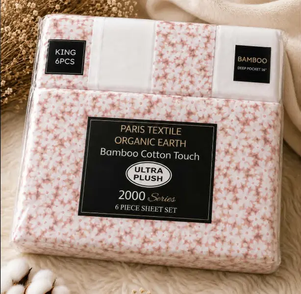 King Size Organic Earth Bamboo Cotton Touch Pink Paris Textile Bedding Cover Set