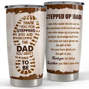 Meaningful Stepped Up Dad 20oz Tumbler, Thank You Bonus Dad Gift from Stepchild, Father's Day  Present for Stepfather