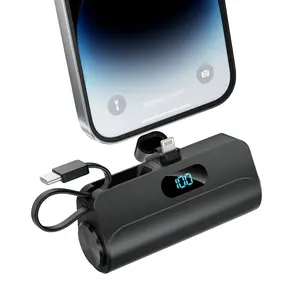 citicr Mini cute tail plug charger, 5000mAh built-in digital display screen, iOS plug portable charger, a must-have for travel and work