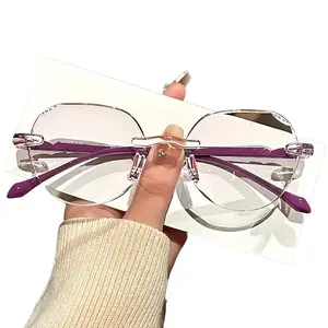 Rimless Reading Glasses (4 Pairs) - 1.0 Prescription Strength, Comfortable Lightweight Design, Crystal Embellishments, Elegantly Cut Edges, Easy to Wear fashion eyeglass