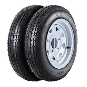 2-Pack Trailer Tire On Rim 4.80-12 12 4.80x12 480-12 4.80-12 in. Load C 4 Lug Load Range C 6PR White Spoke Wheel Rims
