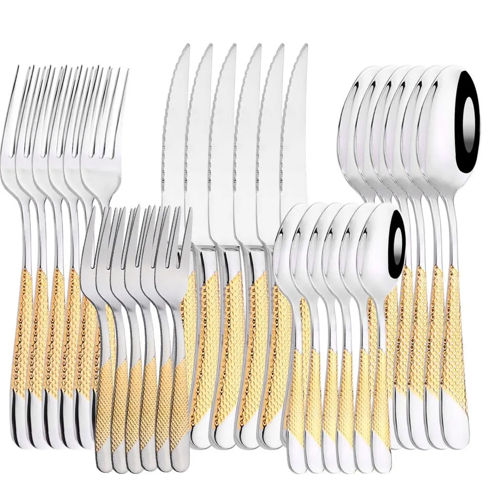 Stainless Steel Cutlery Set, 30pcs Including Forks Spoons And Knives Set, Kitchen Accessories, Complete Kitchen Utensils for Home Wedding Party Ceremony, Cookware Set, Dinnerware Service Set, Kitchenware, Tableware Kit