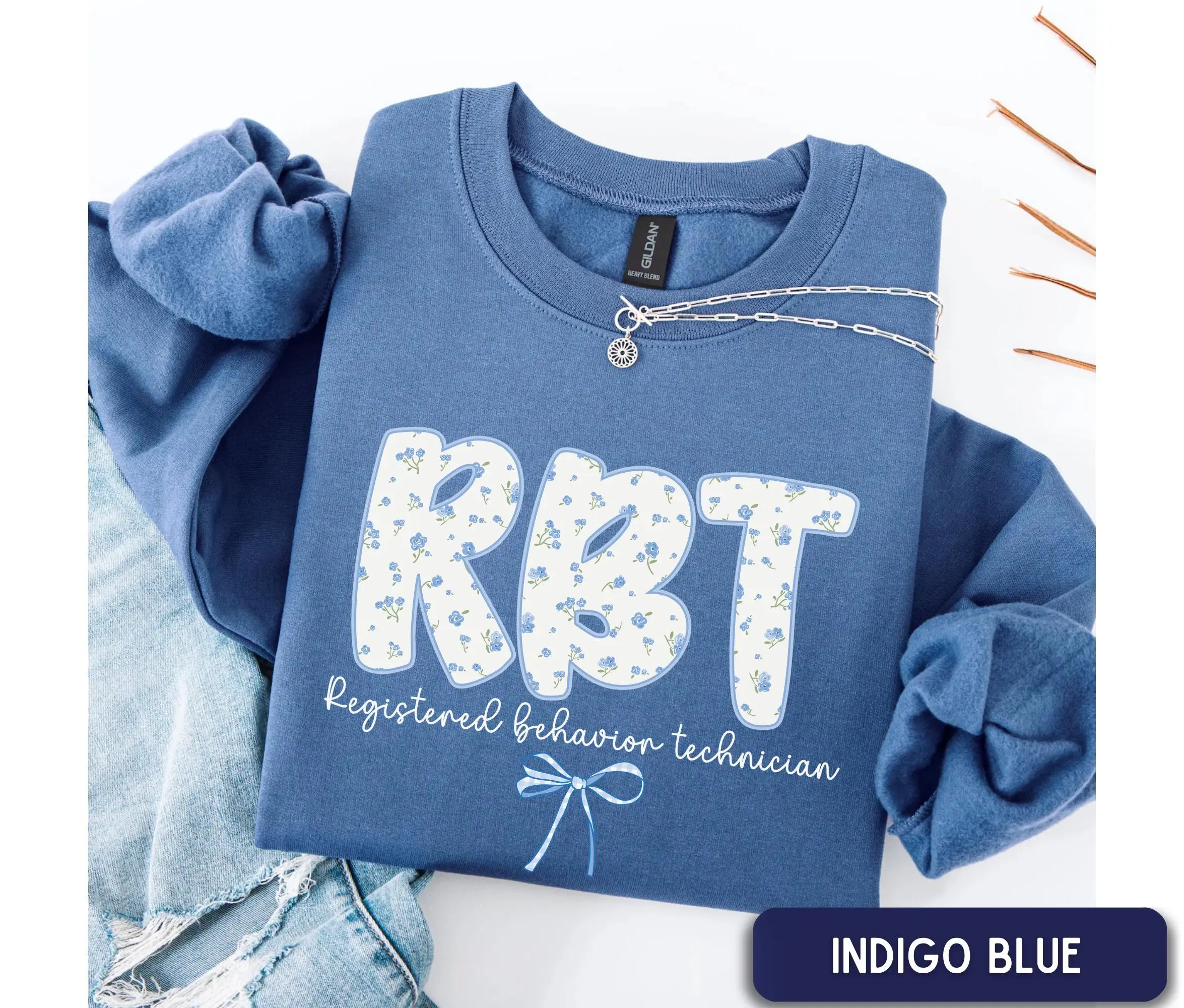 Floral RBT Sweatshirt, Registered Behavior Technician, Coquette RBT Tees, Gift for Behavior Analyst Therapist, Aba Therapist Shirt