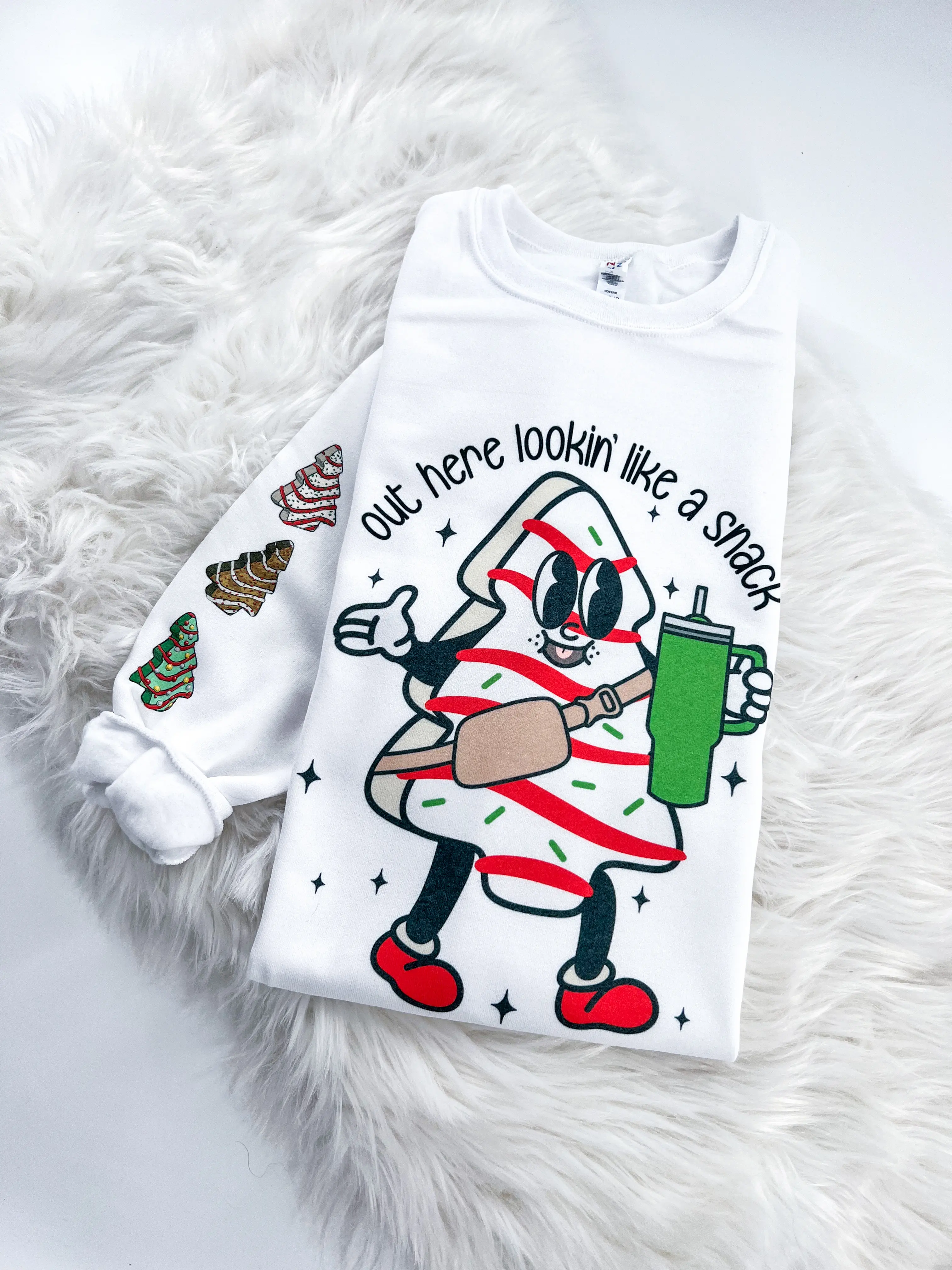 Out here Looking like a Snack Retro Christmas Tree Cake Sweatshirt or Hoodie