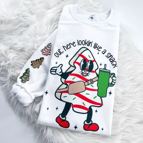 Out here Looking like a Snack Retro Christmas Tree Cake Sweatshirt or Hoodie