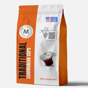 Miracle Meal Pre-Filled Traditional Communion Cup - 50 Bag of 50 with 100% Concord Grape Juice & Sealed Wafer - Ideal for Small Gatherings, Home Use, and Travel