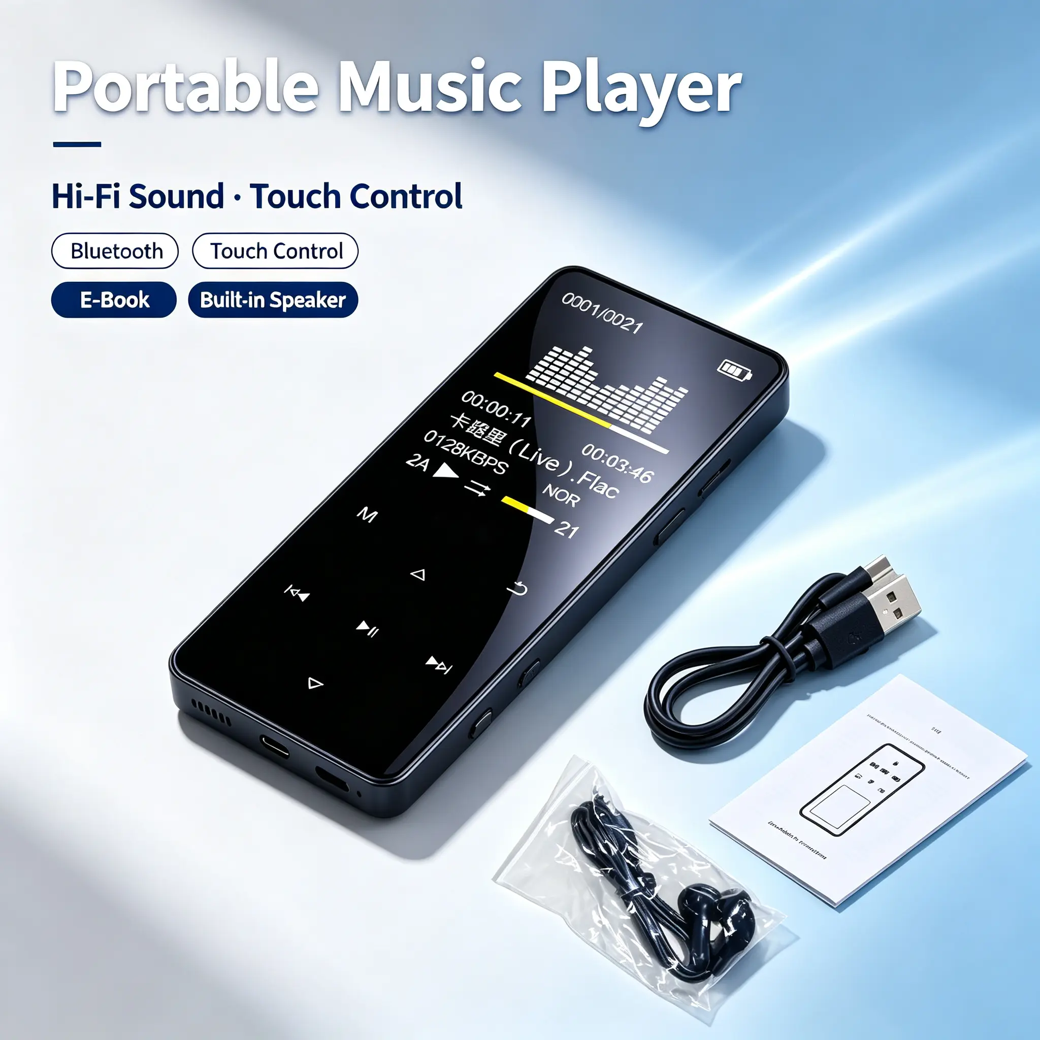Essential School Supplies: A6 Bluetooth MP4, Touchscreen MP3 Portable Music Player, Walkman, E-book, Student [School Start Season]