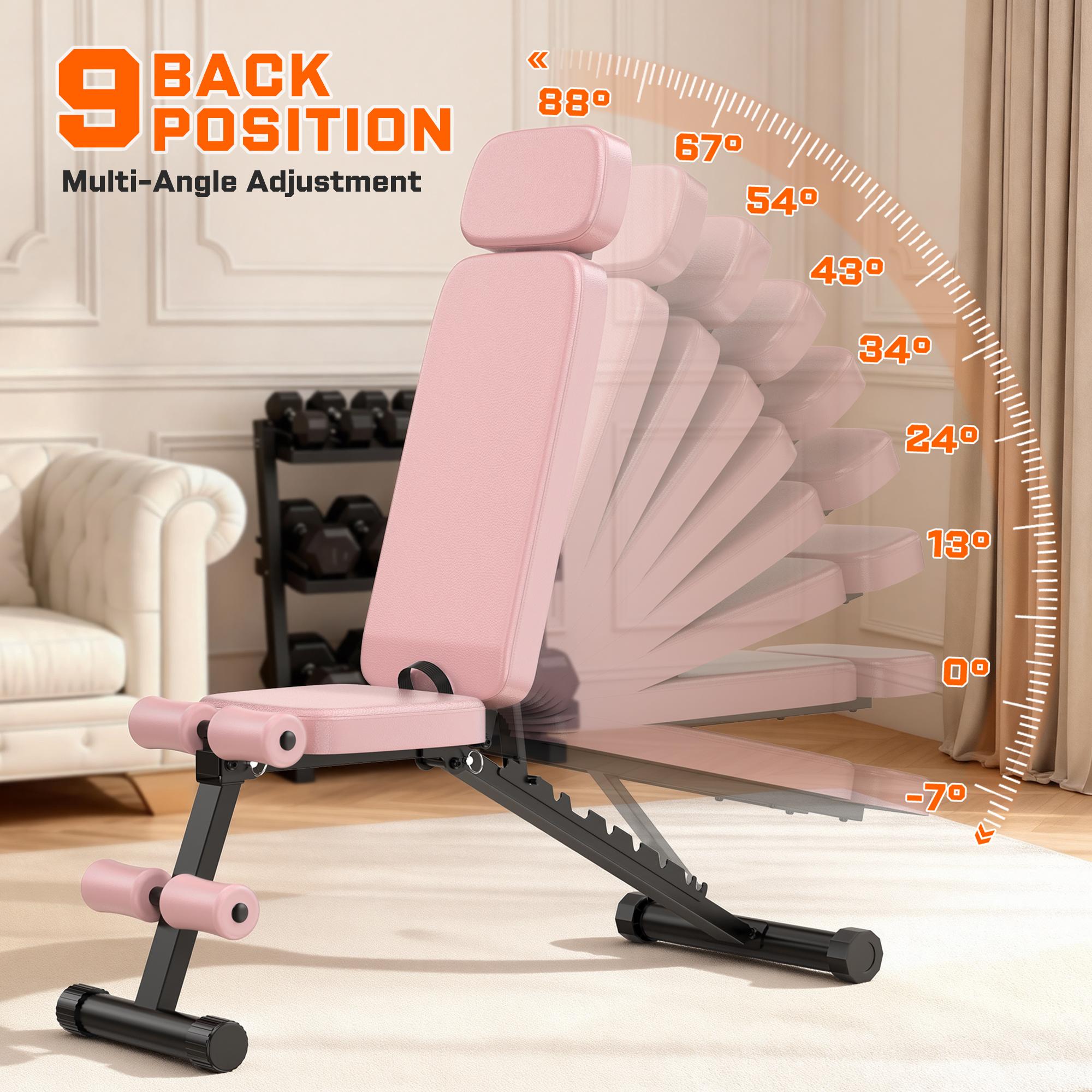 Bearbro 9 Positions Adjustable Weight Bench Foldable Workout Bench Olympic Weight Bench for Home Gym Full Body Strength Training Support up to 800lbs Sturdy Steel Construction with 1.8 Inch Cushions，BlackFriday