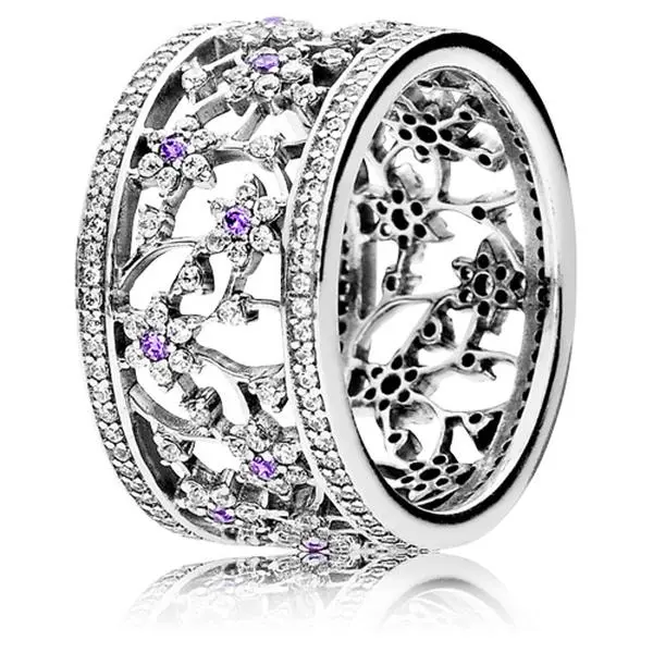 PANDORA Forget Me Not Ring - Purple & Clear CZ 190991ACZ-50