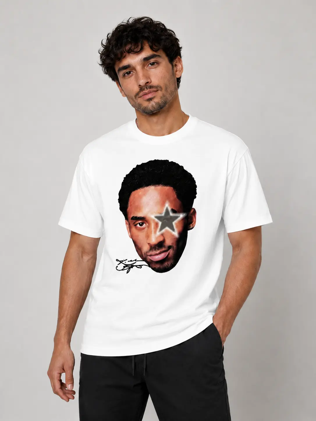 Youth and Adult Kobe Big Face Grey Star Graphic T-Shirt 100% Cotton Comfortable Short Sleeve Boys Clothing Great Gift Idea,100% Cotton,Casual Summer T-Shirt with Crew Neck,Perfect Gift For Friends & Family,Lounge & Casual Attire