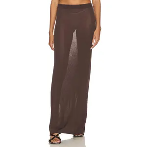 L'Academie Hadi Maxi Skirt in Chocolate Brown