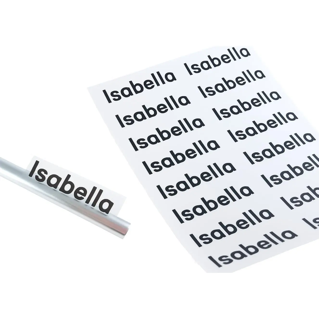 48 Long Clear Transparent Waterproof Name Stickers- Daycare Labels- School Long Rectangle Black Ink Hanprinting