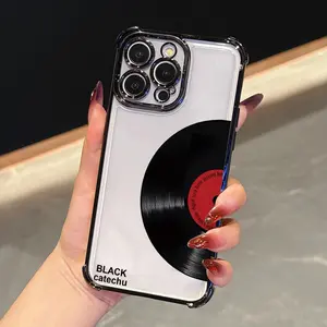 Transparent phone case art music vinyl radio phone case, suitable for iPhone 17/16/15/14/13/12/11/Pro/ProMax/Plus/Air/mini/X/XS/XSMAX series, birthday gift, holiday gift, couple phone case