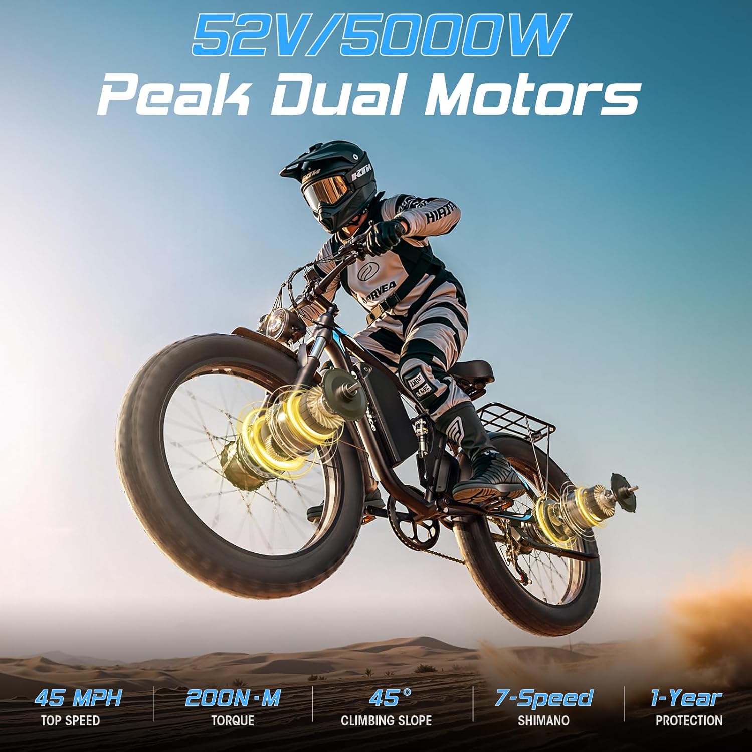 Qianchice Dual Motor Electric Bike for Adults, 4000WPeak 52V30AH Electric Bicycle with 24"X4"Fat Tire, Up to 40MPH 87 Miles Range, E-Bike for Men Women, UL 2849 Certified Qianchice Dual Motor Electric Bike for Adults, 4000WPeak 52V30AH Electric Bicycle with 24"X4"Fat Tire, Up to 40MPH 87 Miles Range, E-Bike for Men Women, UL 2849 Certified