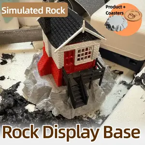 2 Pcs Mountain Rock Display Base, Multi-Purpose Stand for Miniature Models, Action Figures, Handicrafts & Perfume Samples, Home Decor Accessory for Personalized Display, Perfect Holiday Gift (Only Include Display Base + Coasters)