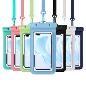 Waterproof Phone Pouch, 1 Counts Clear Waterproof Cell Phone Case Lanyard for iPhone Galaxy Up To 7",Inflatable Edge Better Buoyancy, Essential Dry Bag for Winter Swimming, Cruise Ship, Diving, Kayaking, Soak in hot springs, SPA