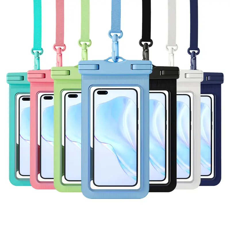 Waterproof Phone Pouch, 1 Counts Clear Waterproof Cell Phone Case Lanyard for iPhone Galaxy Up To 7",Inflatable Edge Better Buoyancy, Essential Dry Bag for Winter Swimming, Cruise Ship, Diving, Kayaking, Soak in hot springs, SPA