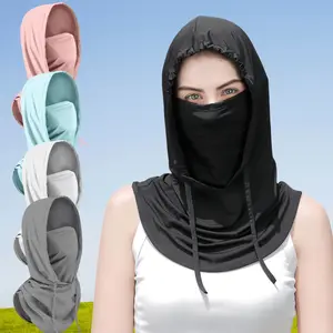 Unisex Ice Silk Sun Protection Balaclava Hat, UV Blocking Full Face Mask, Breathable Seamless Adjustable Neck Strap Scarf, Outdoor Motorcycle Cycling Fishing Headwear