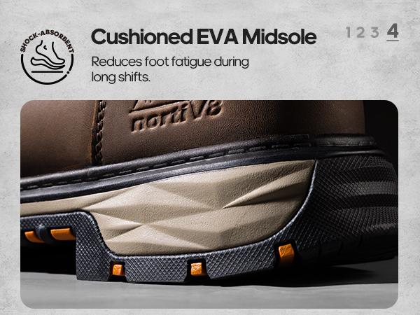 NORTIV 8 Waterproof Moc Toe Work Boots for Men Steel Toe Comfortable Leather Boots