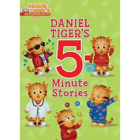 Used Hardcover Daniel Tiger's 5-Minute Storybook - Preschool Learning Early Reading Kid Book, 1.9 lbs School & Educational Supply, Includes Goes to School, New Friend & Baby Is Here, English Kindergarten Readiness Tool for Toddlers, Preschool Learning Boo