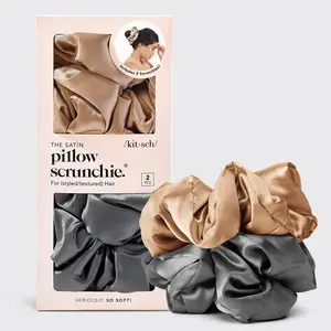 Satin Sleep Pillow Scrunchies - Black/Gold