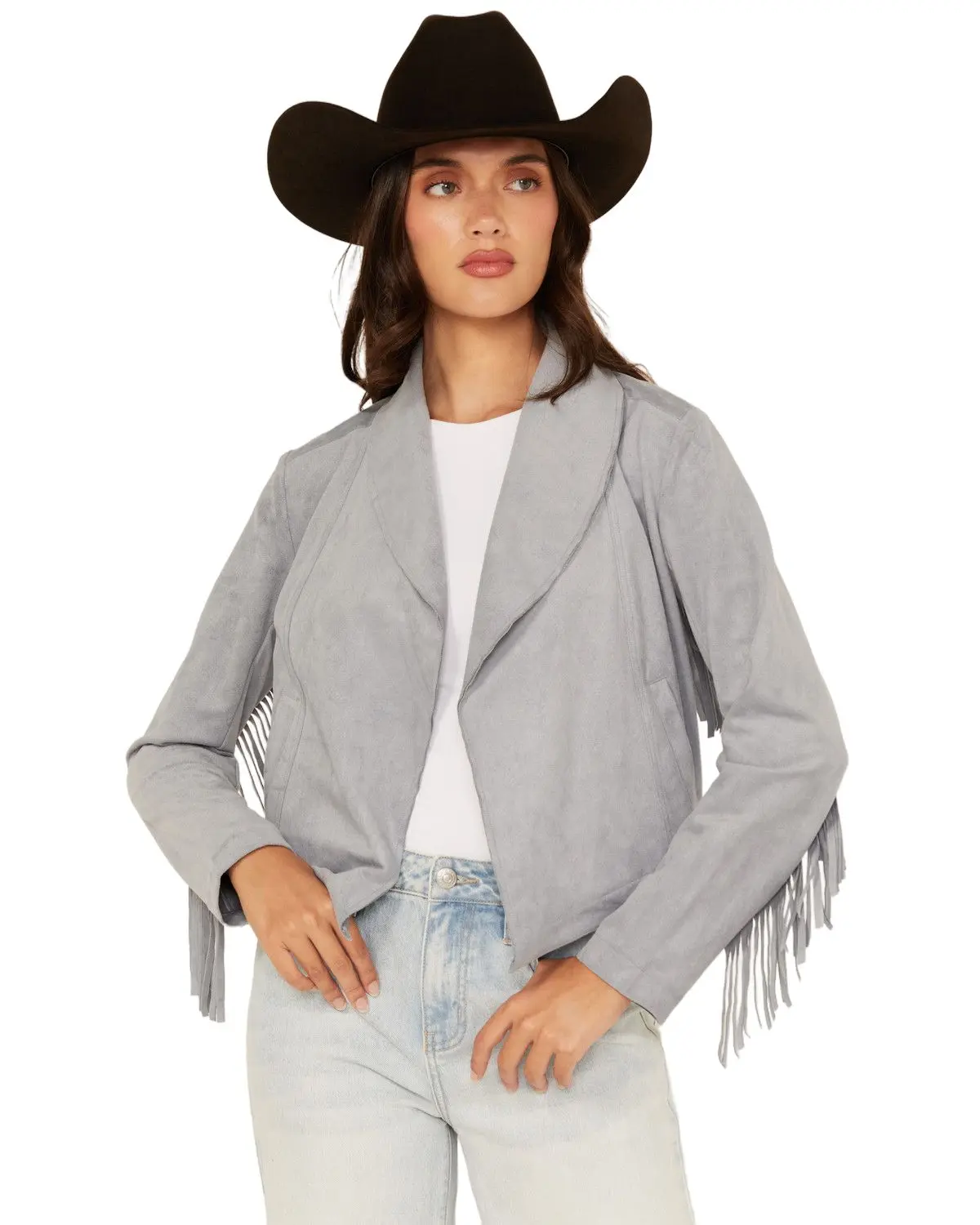 Shyanne Women's Women'S Faux Suede Fringe Jacket - Swfa24o16-Slt